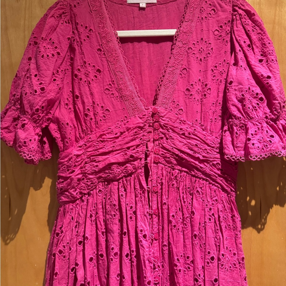 House of Harlow 1960 Fuchsia Lace Trim Top